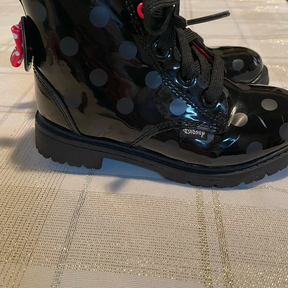 Disney Kids Black and White Polka Dot Boots